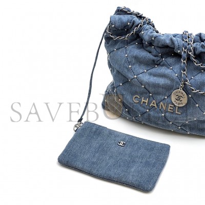 CHANEL MASTER 22BAG SMALL DENIM RIVETS AS3260 (37*35*7cm)